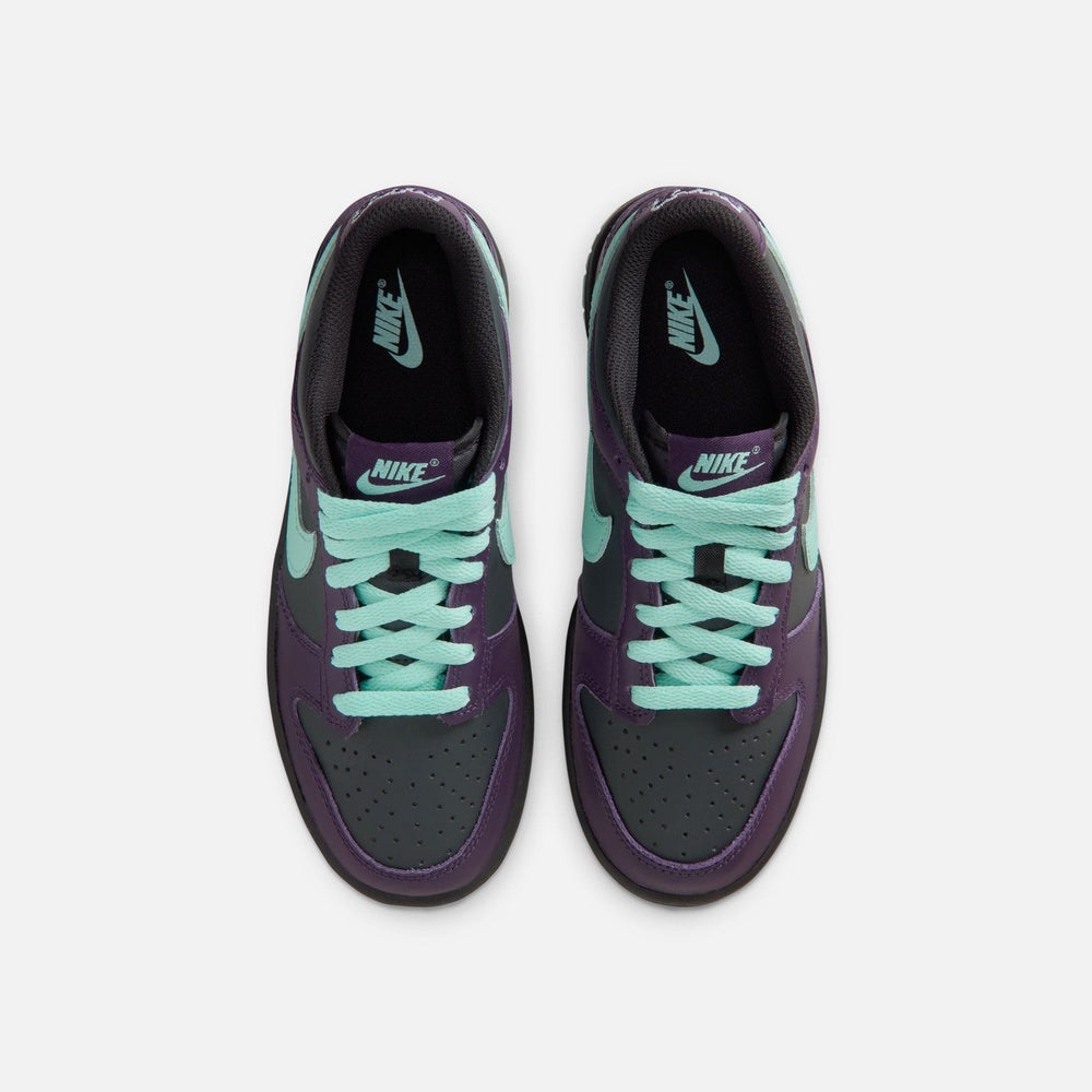 Dunk Low Grade School Lifestyle Shoe - Dark Smoke Grey/Grand Purple/Black/Artisan Teal