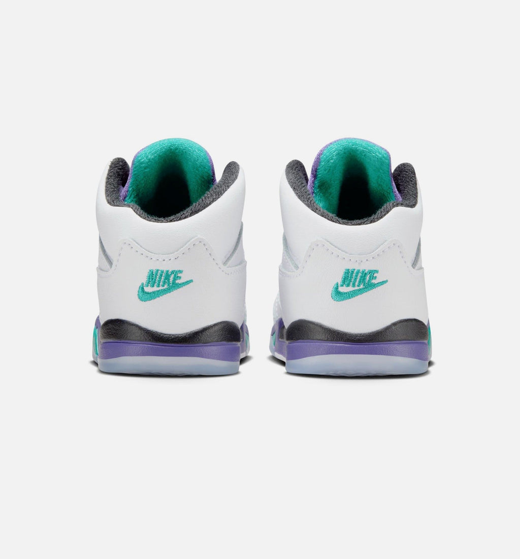 Air Jordan 5 Retro Grape Infant Toddler Lifestyle Shoe - White/New Emerald/Grape Ice/Black