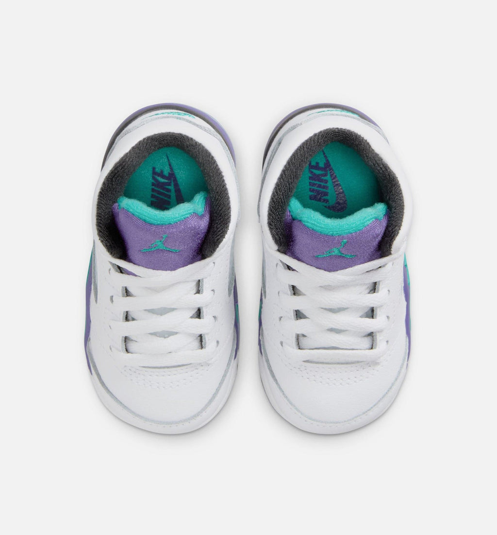 Air Jordan 5 Retro Grape Infant Toddler Lifestyle Shoe - White/New Emerald/Grape Ice/Black