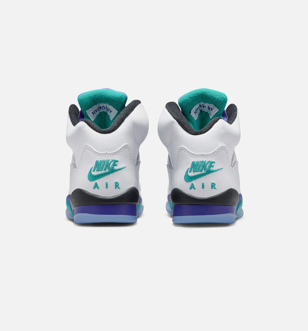 Air Jordan 5 Retro Grape Grade School Lifestyle Shoe - White/New Emerald/Grape Ice/Black