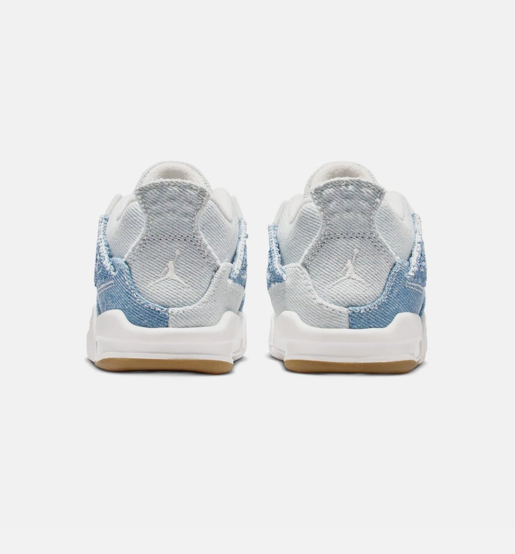 Air Jordan 4 Retro Worn Blue Infant Toddler Lifestyle Shoe - Sail/Worn Blue/Metallic Gold