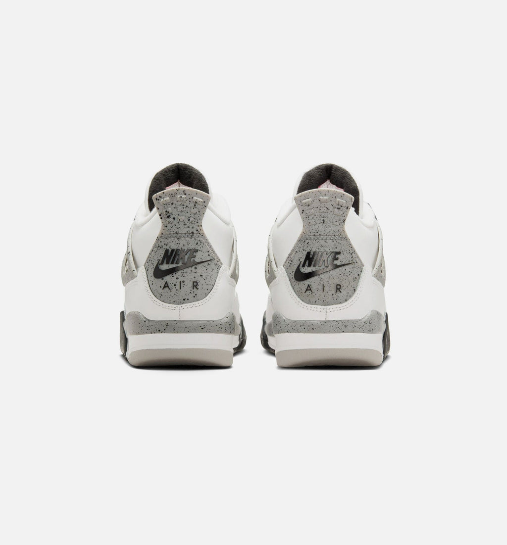 Air Jordan 4 Retro White Cement Grade School Lifestyle Shoe - Summit White/Fire Red/Cement Grey/Black