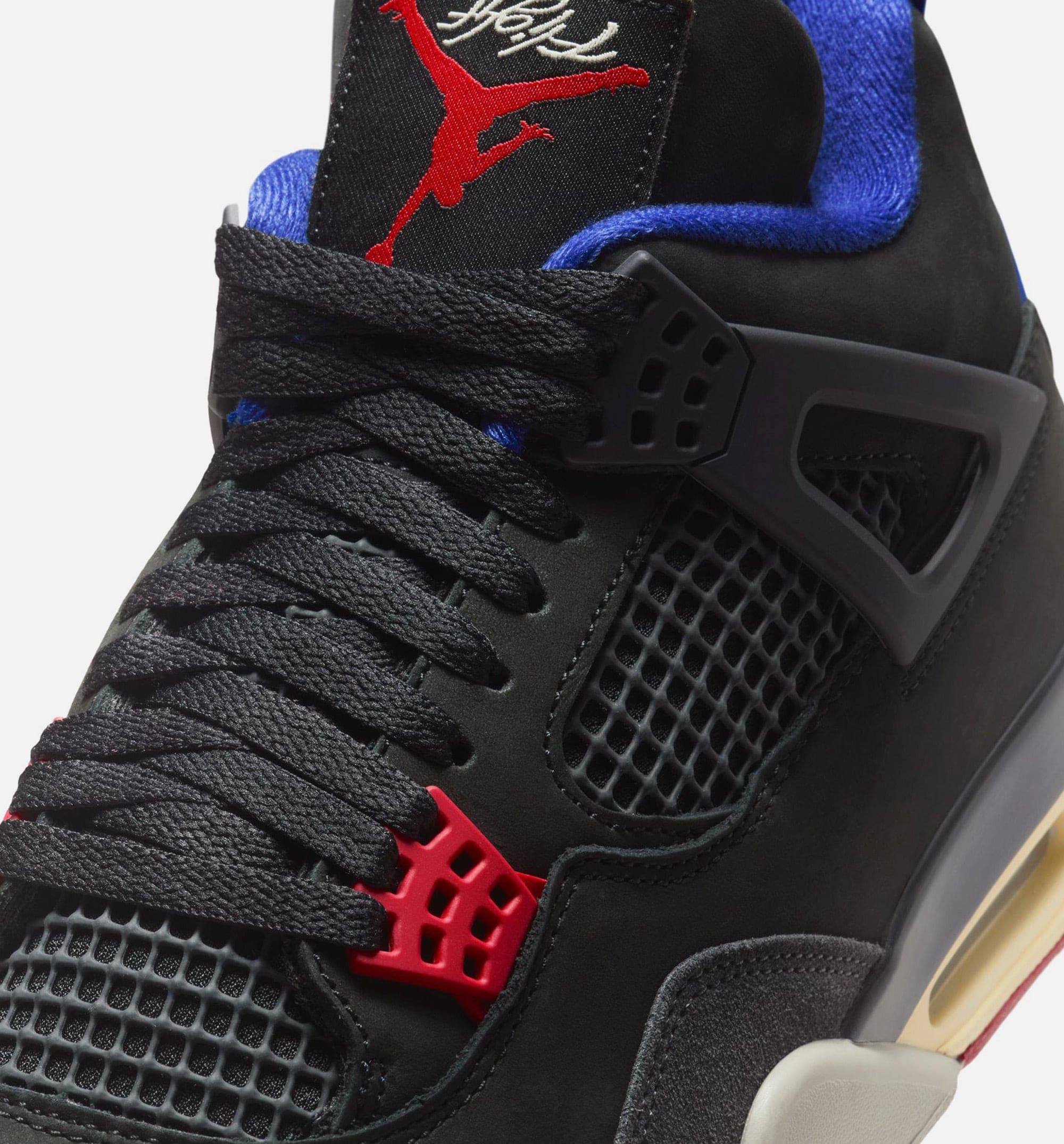 Air Jordan 4 Retro Rare Air Mens Lifestyle Shoe - Black/Fire Red/Deep Royal Blue
