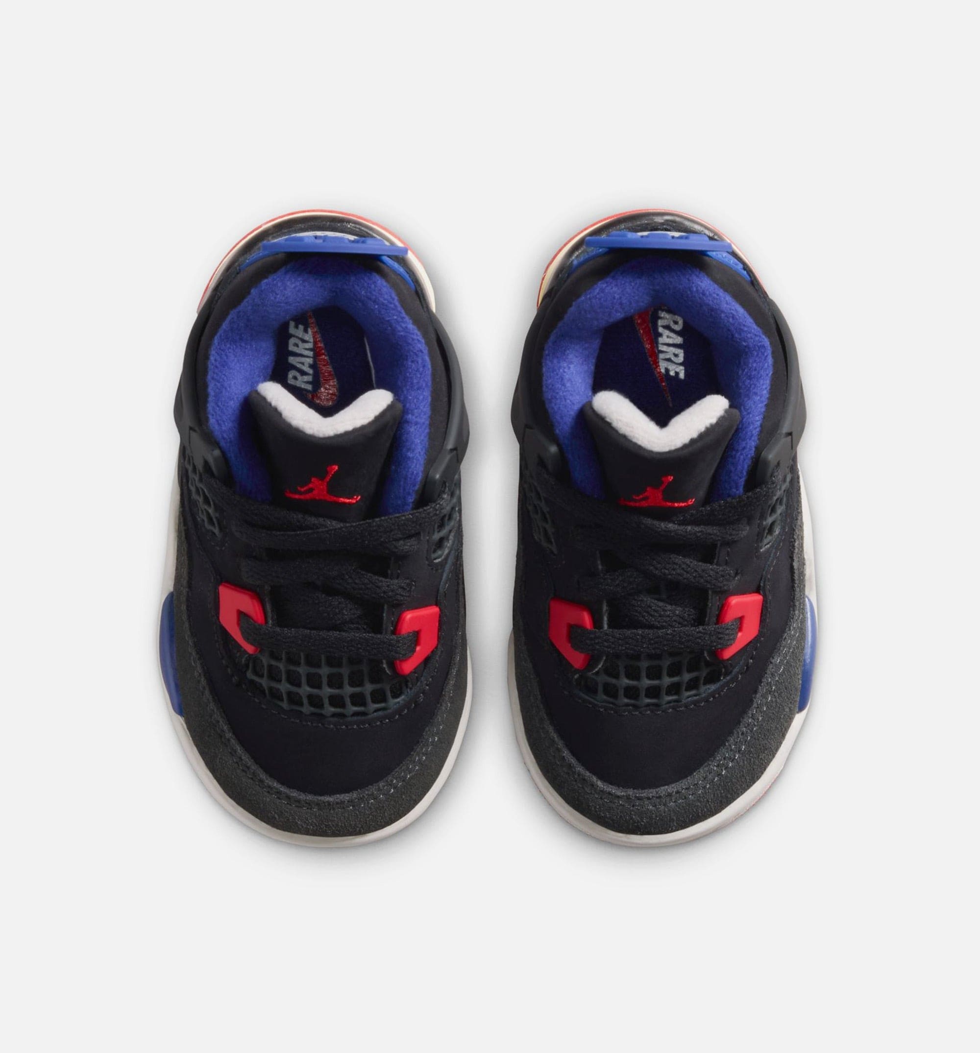 Air Jordan 4 Retro Rare Air Infant Toddler Lifestyle Shoe - Black/Fire Red/Deep Royal Blue