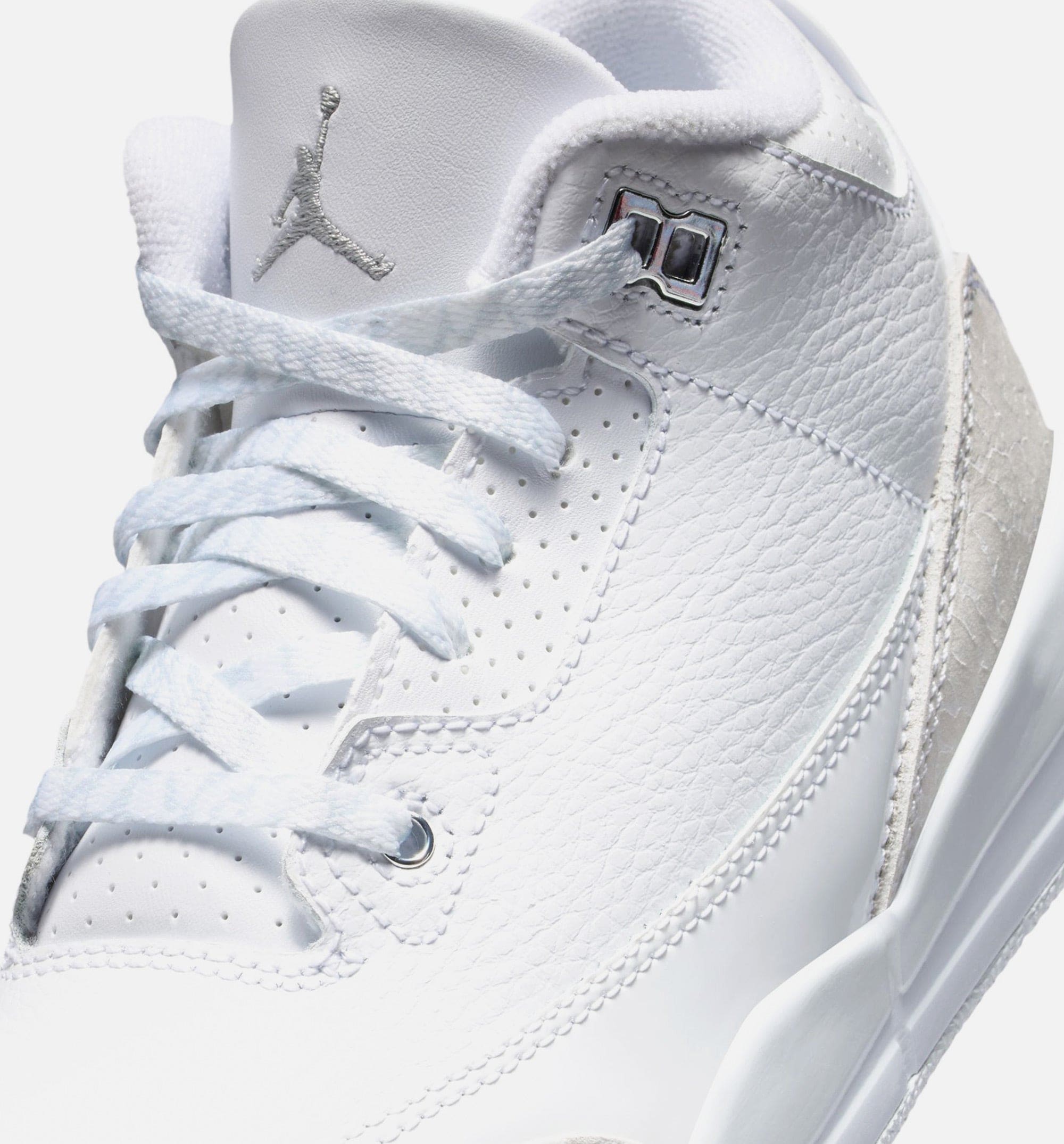 Air Jordan 3 Retro White and Silver Preschool Lifestyle Shoe - White/Metallic Silver Free Shipping