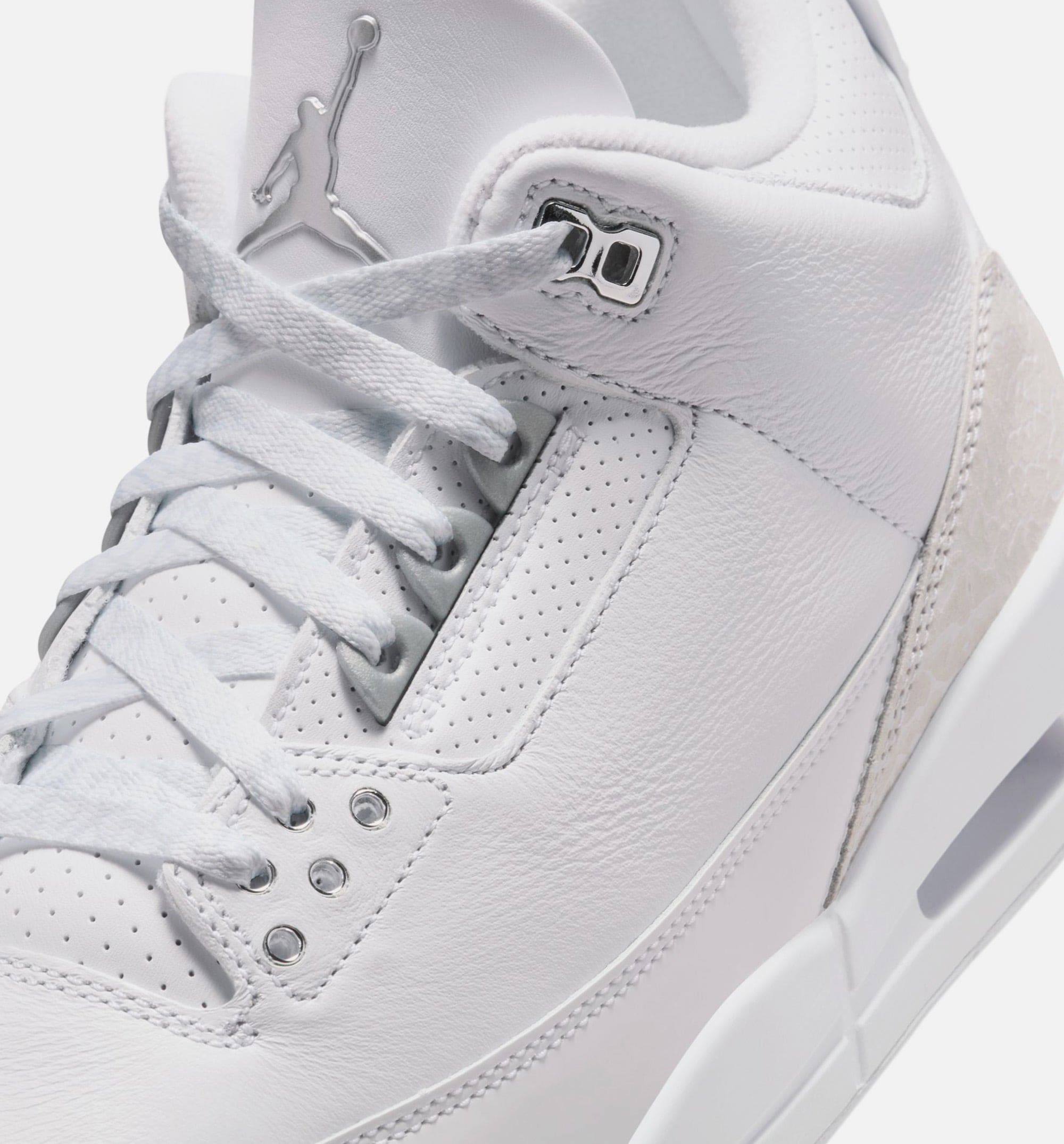 Air Jordan 3 Retro White And Silver Mens Lifestyle Shoe - White/Metallic Silver Free Shipping
