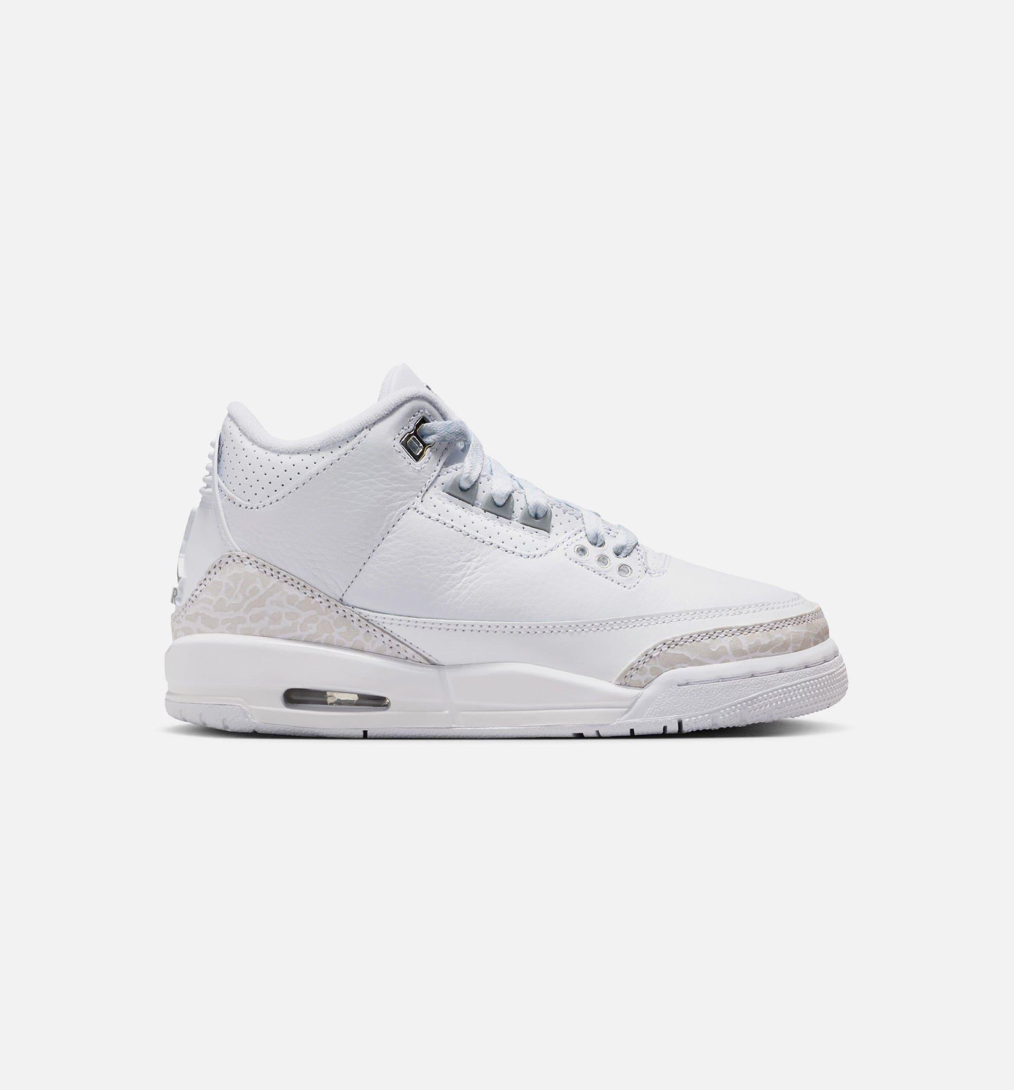 Air Jordan 3 Retro White And Silver Grade School Lifestyle Shoe - White/Metallic Silver Free Shipping